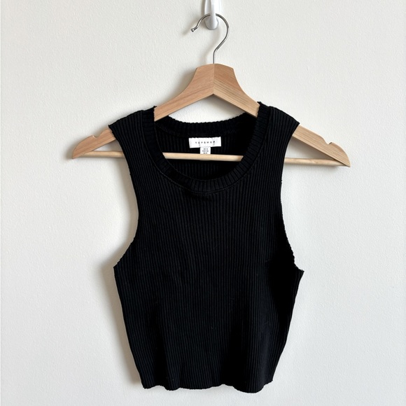 Topshop Tops - Topshop Black Ribbed Cropped Racerback